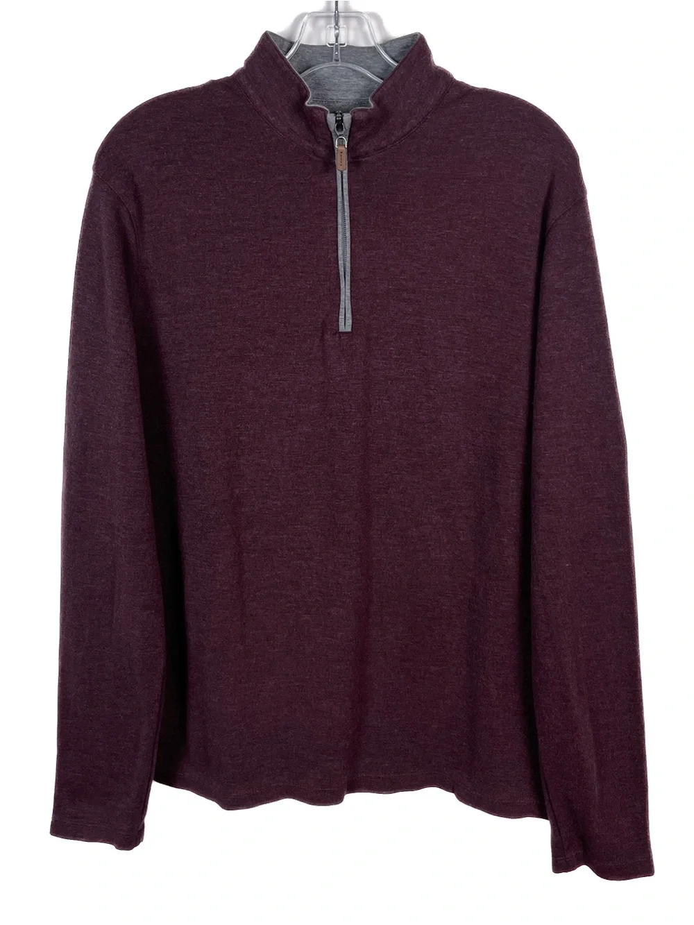 Mizzen Main Performance Sweater Mens Large 1/4 Zip Mock Neck  Pullover Burgundy